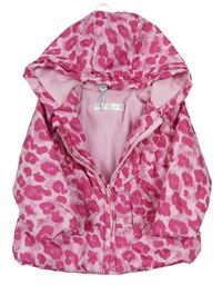 Tmavorůžovo-růžovo-světlerůžová vzorovaná šusťáková zateplená bunda s kapucí M&Co