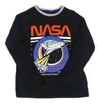 Černé triko s raketou a nápisem - NASA