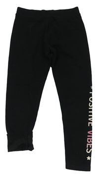 Černé teplákové zateplené legíny s nápisem PRIMARK