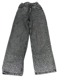 Tmavošedé plísňové wide leg rifle s kamínky C&A