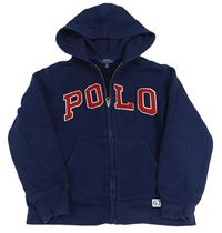 Tmavomodrá propínací mikina s logem a kapucí RALPH LAUREN