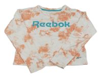 Bílo-lososová batikovaná crop mikina s logem Reebok