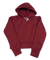 Vínová teplá crop mikina s kapucí 
