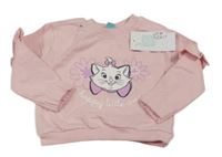 Nové - světlerůžová mikina s kočičkou Marií a volánky Disney
