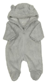 Světlešedá chlupatá kombinéza s kapucí s oušky Next