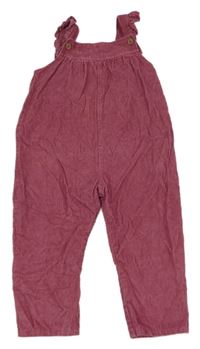 Starorůžové manšestrové laclové kalhoty s volánky PRIMARK