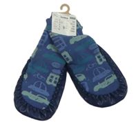 Nové - tmavomodré koženkovo/semišové capáčky s ponožkou s auty PEPCO vel. 20