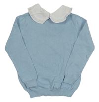 Světlemodrý svetr s bílým límečkem PRIMARK
