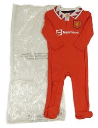 Nové - červený pruhovaný fotbalový overal Manchester United a límečkem 