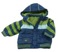 Modro-zelená šusťáková zateplená bunda s pletenými rukávy M&S