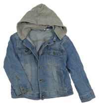 Modrá riflová bunda s límečkem a odepínací kapucí alive