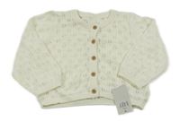 Nové - smetanový ažurový propínací svetr George