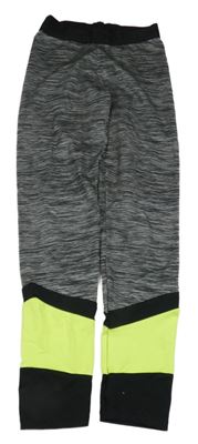 Šedo-černo-bílo-křiklavě zelené melírované sportovní legíny C&A
