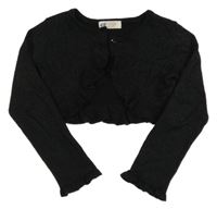Černé melírované propínací svetrové bolérko s volánky a třpytkami H&M