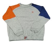 Šedo-tmavomodro/oranžová melírovaná mikina s nášivkou Tchibo