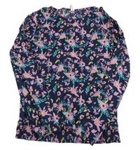 Tmavomodrá halenka s kytičkami YIGGA