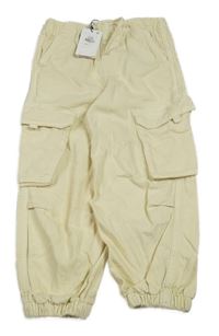 Nové - smetanové cargo cuff plátěné kalhoty PRIMARK