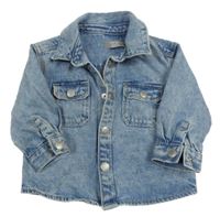 Modrá šisovaná riflová košilová bunda s límečkem PRIMARK