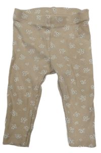 Světlebéžové žebrované legíny s kytičkami C&A