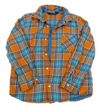 Oranžovo-modro-zelená kostkovaná podšitá košile LC WaIKIKI