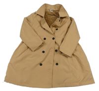 Světlehnědý šusťákový jarní zateplený kabát s límečkem SHEIN