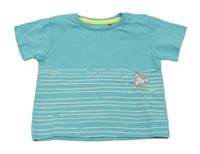 Azurové tričko s opičkou a bílými pruhy S. Oliver