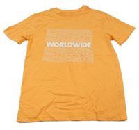 Neonově oranžové tričko s nápisem PRIMARK