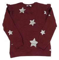 Vínová mikina s hvězdičkami a volánky bpc