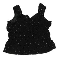 Černý puntíkatý mačkaný crop top H&M