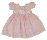 Světlerůžové vyšívané organzové slavnostní šaty s páskem s růží Chloe Louise