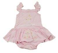 Světlerůžové košilkové body s kytičkami a volánky a sukní Petit Villain