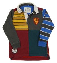 Vínovo-smaragdovo-tmavošedo-pruhovaná mikina s erbem - Harry Potter a límečkem M&S