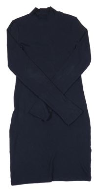 Tmavomodré žebrované šaty H&M