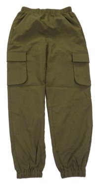 Tmavokhaki cargo cuff šusťákové kalhoty SHEIN