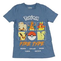 Modrošedé tričko s pokémony PRIMARK