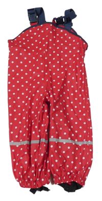 Červeno-bílé puntíkaté nepromokavé laclové kalhoty Playshoes