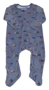 Modrý sametový overal s auty a stavebními stroji PRIMARK
