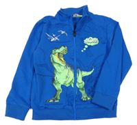 Cobaltově modrá propínací mikina s dinosaurem 