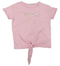 Růžové tričko s nápisy s kamínky 