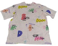 Světlerůžové oversize tričko s obrázky - Liunic H&M