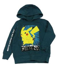 Tmavozelená mikina s Pikachu a kapucí Next