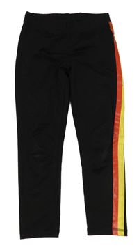 Černé sportovní crop legíny s pruhy