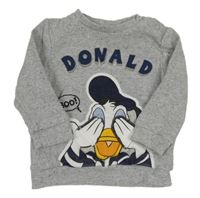 Šedá melírovaná žebrovaná mikina s Donaldem Disney