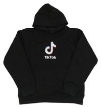 Černá mikina s logem TikTok a kapucí