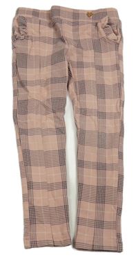 Růžovo-černo-smetanové kostkované tregíny s volánky H&M