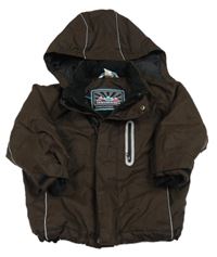 Tmavohnědá šusťáková zimní bunda s kapucí H&M