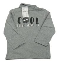 Nové - Šedý melírovaný rolák s příšerkou a nápisem Kiabi