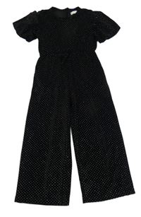 Černý třpytivý sametový culottes overal Leigh Tucker