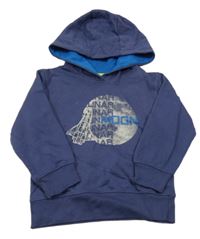 Tmavofialová mikina s raketou s Měsícem a kapucí Cool&Young