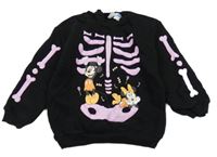 Černá mikina s kostrou a Minnie s Mickeym LC Waikiki